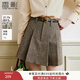 香影老錢(qián)學(xué)院風(fēng)a字百褶裙女含羊毛2025秋季新款咖色高腰遮胯短裙 咖色 M 160/64A/95-110斤