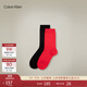 Calvin KleinJeans女士?jì)呻p裝本命年ck龍紋印花中筒襪子LS000344 968-太空黑/番茄紅 2雙 均碼
