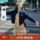 茵曼（INMAN） 章若楠同款復古短款牛仔外套秋長袖上衣 深牛仔藍-18518171 M