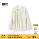 森馬（Semir）毛衣女冬圍巾蕾絲V領(lǐng)絞花寬松2025新款慵懶優(yōu)雅小性感套頭衫 白色調00311 S