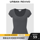 UR2025秋季新款女裝摩登中性短款修身短袖T恤UYB450016 暖灰 M