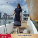 TOMMY HILFIGER【條紋裙擺】春夏女裝氣質(zhì)休閑五?？凼昭@瘦POLO連衣裙 藏青色FAP M