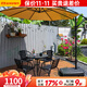 莫 家庭院桌椅室外花園奶茶休閑露天露臺陽(yáng)臺桌椅防水防曬戶(hù)外桌椅 4椅+80CM黑絲圓桌+3米帶燈香蕉傘