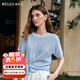 Olrain歐芮兒藍色圓領(lǐng)綁帶套頭短袖針織衫女夏季2025新款別致上衣 藍色 M