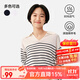 網(wǎng)易嚴選 法式翻領(lǐng)條紋保暖毛衣女 米白藍條 M （165/84A）