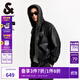 杰克·瓊斯（JACK&JONES）25年男裝秋冬潮流美式街頭風(fēng)重磅PU連帽棉服男仿皮衣短款棉衣外套 黑色E40 L 180