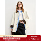 獨束大碼女裝2025新款春季撞色抽繩一手長(cháng)風(fēng)衣復古收腰顯瘦外套女 米灰色 XL (尺碼：3)