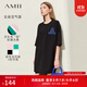 AMII女裝2025秋季新款極簡(jiǎn)chill寬松中長(cháng)落肩短袖繡花空氣層T 黑色 均碼