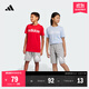 adidas男女大童休閑純棉中腰針織短褲兒童夏季新款阿迪達斯輕運動(dòng) 中麻灰/白色     140