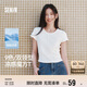 森馬（Semir）短袖t恤女短款修身圓領內搭25夏涼感收腰V領上衣辣妹109325100006