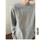 佘曼萊解構墊肩長(cháng)袖T恤男春秋季顯肩寬重磅圓領(lǐng)衛衣男內搭上衣打底衫男 淺灰色 XL