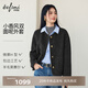 伊芙麗（eifini）蔣欣代言經(jīng)典圓領(lǐng)小香風(fēng)短款毛呢外套顯瘦女士2025冬裝新款 沉檀灰 S 95-105斤