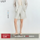 LILY夏新款女裝莫代爾舒適含醋酸都市通勤直筒休閑西裝短褲女 702淺米咖 L