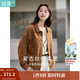 茵曼（INMAN）2025秋冬女裝新款純色翻領(lǐng)口袋單排扣百搭短外套上衣 濃咖啡 S