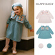 happyology英國兒童秋冬裝新款童裝裙子女童大翻領(lǐng)繡花毛織連衣裙 水綠藍 125 (124cm)