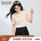 熙世界（sllsky）法式杏色圓領(lǐng)蕾絲衫T恤女短袖2025夏款時(shí)尚洋氣小衫上衣 奶油杏 L