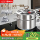 康巴赫蒸湯鍋4代真鈦0涂層316L不銹鋼家用加厚燉蒸鍋24cm電磁爐燃氣通用