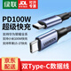 綠聯(lián)（UGREEN）雙頭Type-C數據線(xiàn)PD60W快充c to c車(chē)載充電線(xiàn)Carplay適用蘋(píng)果iPhone17/16/15/iPad平板筆記本華為 【100w】Type-C鋁殼編織-灰 1.5米