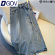 DGOV國風(fēng)新中式開(kāi)叉牛仔半身裙女夏季2025新款設計感高腰中長(cháng)款a字裙 藍色 S 【建議80-95斤】