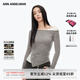 ANN ANDELMAN【明星同款】不規則斜肩長(cháng)袖T恤女假兩件上衣秋季 灰色 S