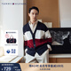TOMMY HILFIGER【拼色開(kāi)衫】秋冬季男女商務(wù)休閑學(xué)院慵懶風(fēng)V領(lǐng)寬松針織外套毛衣 【拼色開(kāi)衫】-藏青紅白拼色FAP L （推薦：150-165斤）