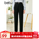 betu百圖女裝高腰直腿西褲顯瘦錐形九分休閑褲女OL2202T58 黑色 S