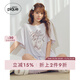 gelatopique25夏季新品【明星同款】女貓咪印花T恤短褲睡衣套裝PWCT252334 紫色 均碼