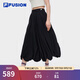 FILA FUSION斐樂(lè )潮牌女士短裙2025夏季新款休閑寬松半身裙花苞裙 正黑色-BK L 170/70A/L