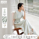 對(duì)白法式優(yōu)雅圓領(lǐng)連衣裙女2025夏季新款設(shè)計(jì)感泡泡袖氣質(zhì)約會(huì)長(zhǎng)裙 薄霧藍(lán) L