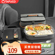 泰福高（TAFUCO）飯盒304不銹鋼五格餐盤(pán)防燙學(xué)生便當盒配餐具保溫袋2L T5216N棕色