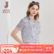 經(jīng)典故事（JANE STORY）法式波點雪紡襯衫女夏季2025新款短袖上衣時髦氣質(zhì)別致系帶領(lǐng)襯衣 T43杏藍圓點 L