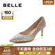 百麗（Belle）吉娜同款高跟鞋女商場款單鞋婚鞋BDAK3AQ5預(yù)售 浮光躍金-跟高6.5CM 35 (225mm)