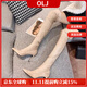 OLJ奢侈高端品牌女靴絨面過(guò)膝靴長(cháng)筒靴2025冬季新款尖頭彈力靴瘦瘦靴 卡其色 37