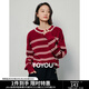 初語(yǔ)寬松圓領(lǐng)套頭針織衫女2024秋季新款紅色條紋撞色長(cháng)袖毛衣上衣 紅白條 XL