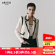 艾諾絲雅詩(shī)【商場(chǎng)同款】2025春秋新品撞色設(shè)計(jì)感小香風(fēng)短款西裝外套40221302 奶油米 M