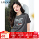 LAGOGO涼感新疆棉灰色可愛(ài)印花短袖T恤女拉谷谷2025年夏新款上衣 灰色 L