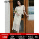 紅袖蕾絲半身裙夏季2024新款女裝 后開(kāi)叉優(yōu)雅輕熟氣質(zhì)顯瘦百搭中長(cháng)裙 淺米3005 XL