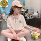 G.DUCKKIDS小黃鴨童裝女童套裝夏季中大童短袖polol領(lǐng)學(xué)院風(fēng)運動(dòng)服兩件套 粉色套裝 160 cm