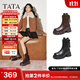 他她（TATA）女靴子2025秋季彈力靴時(shí)裝靴厚底顯瘦增高短靴CE401DZ5 啡色 37