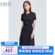 FINITY女裝連衣裙夏季新款藏青色圓領(lǐng)不規(guī)則設(shè)計(jì)感時(shí)尚A字裙 藏青色 M