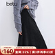 百圖betu女裝冬季新款半身裙高腰燈芯絨坑條顯瘦裙子女2411T69 黑色 M