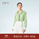 OVV【重磅真絲】春夏熱賣女裝經(jīng)典條紋飄帶長袖休閑襯衫 淺綠條紋06 M