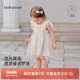 babylove女寶寶連衣裙夏季裙子蝴蝶刺繡紗裙外出甜美蓬蓬裙飛袖公主裙