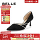 百麗（Belle）閃鉆條帶高跟鞋女商場(chǎng)同款高跟單鞋A9L1DBK4 黑色 36 (230mm)