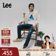 Lee商場(chǎng)同款24新品705標準中腰錐形破洞深藍色男牛仔褲潮流 深藍色 32