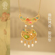 俏江南蓮花珍珠銀鎏金項鏈非遺花絲鏤空琺瑯荷花新中式長(cháng)命鎖平安鎖項墜 曲院風(fēng)荷.平安鎖項墜