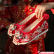 YIMENGTO伊門(mén)駝新娘秀禾婚鞋流蘇漢服鞋古風(fēng)繡花鞋中式增高紅色復古結婚鞋配旗袍 流蘇漢服婚鞋鳳鳴紅38碼