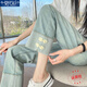 莫代爾新中式國風(fēng)盤(pán)扣直筒牛仔褲女2025春秋新款高腰分小個(gè)子薄款煙管褲 MX-1352_藍色 XL 建議115-125斤