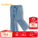 巴拉巴拉童裝兒童牛仔褲女童時(shí)髦洋氣喇叭褲秋季長(cháng)褲百搭舒適褲子 牛仔中藍88201 105