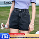 百圖betu女裝夏季新款牛仔褲高腰百搭顯瘦多色牛仔短褲女2305T54 深灰 M